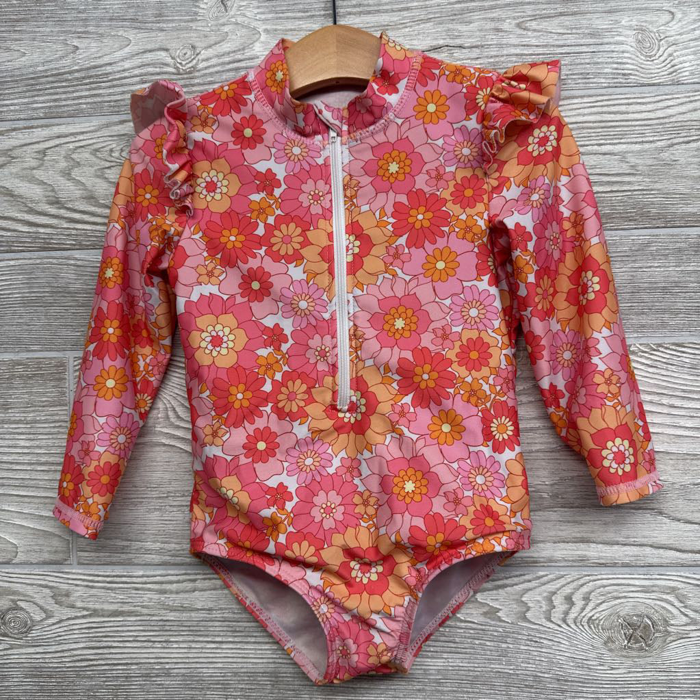 1/4 LS Swimsuit Flowers 2t
