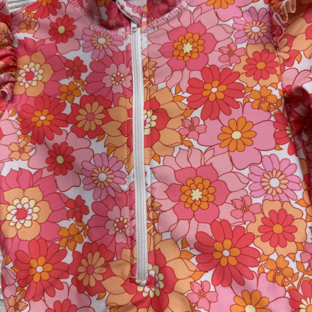 1/4 LS Swimsuit Flowers 2t