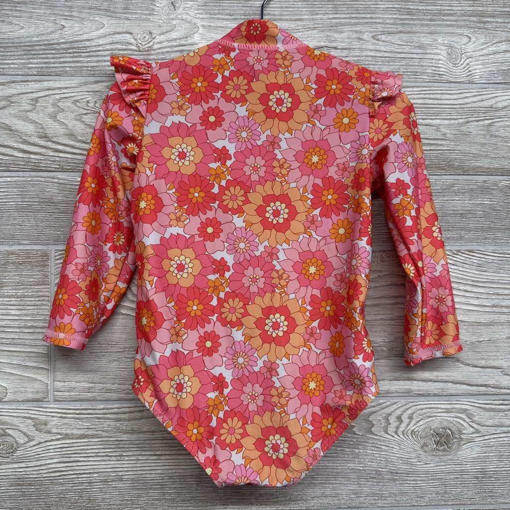 1/4 LS Swimsuit Flowers 2t
