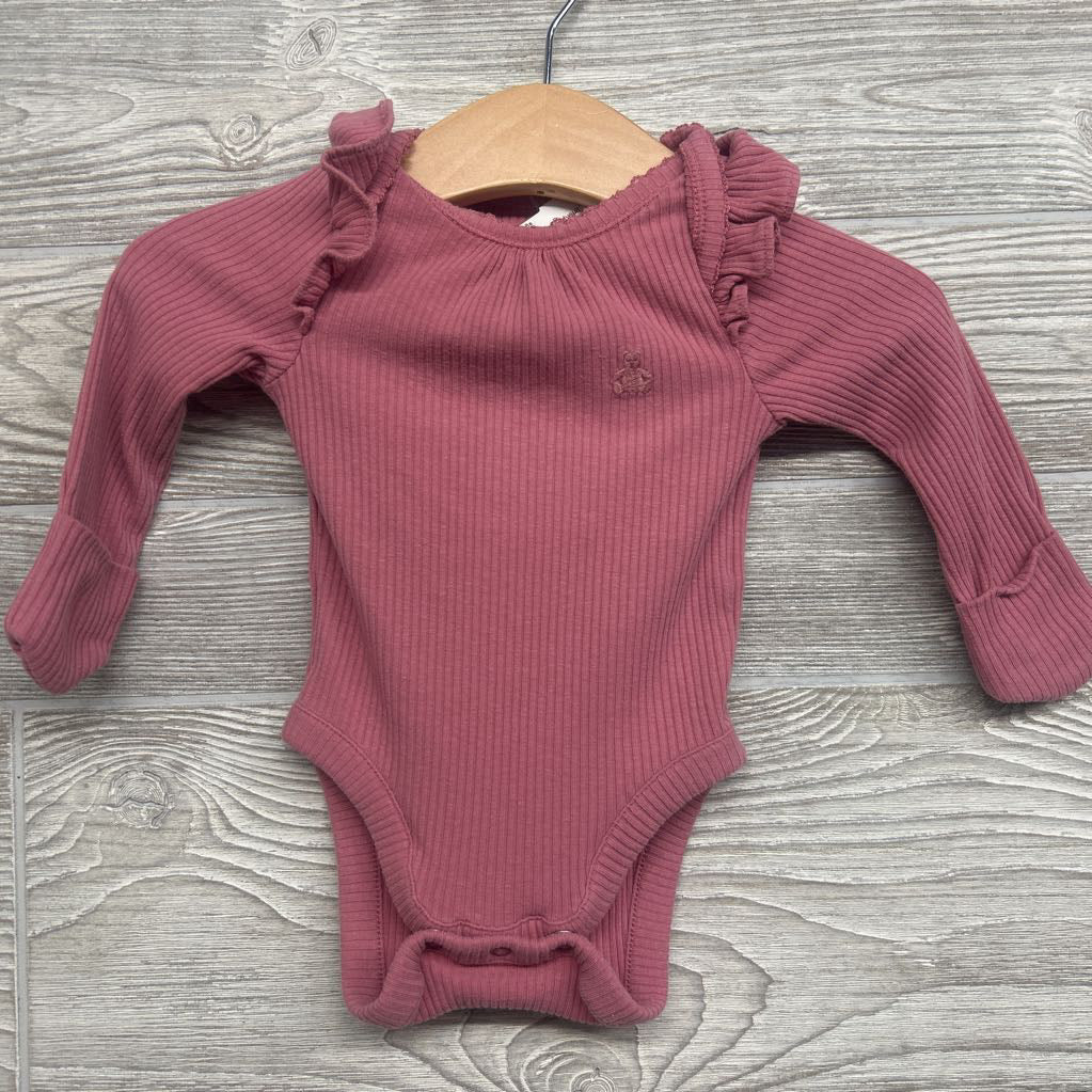 Ribbed LS Bodysuit Ruffles 0-3M