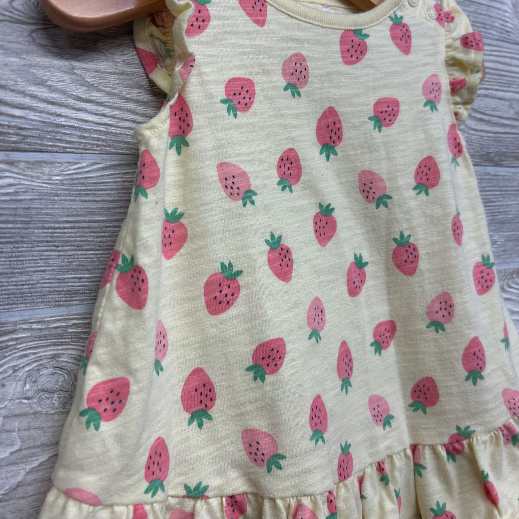 Flutter Sleeve Dress Strawberries 6-9M