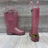 Light Up Glitter Rainboots Heart Handles 6C