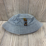 Reversible Chambray Sun Hat Embroidered Bear & Logo 3-9M
