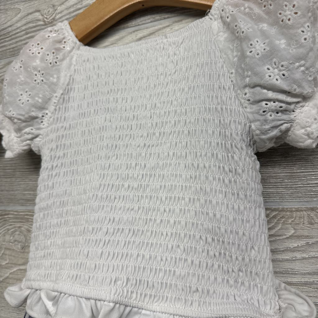 Smocked Puff Sleeve Eyelet Shirt & Gingham Skort 6