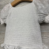 Smocked Puff Sleeve Eyelet Shirt & Gingham Skort 6