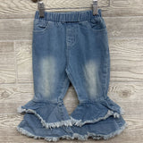 Ruffle Bell Bottom Jeans Frayed 2T