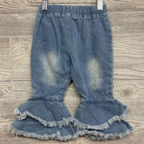 Ruffle Bell Bottom Jeans Frayed 2T