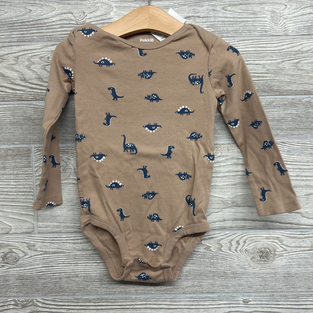 3 Pk LS Bodysuits Chest Pocket Dinosaurs Stripes Solid 24M