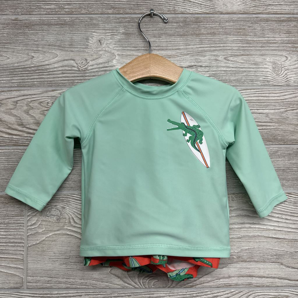 LS Rash Guard & Swim Trunks Alligator Surf Boards 6-12M