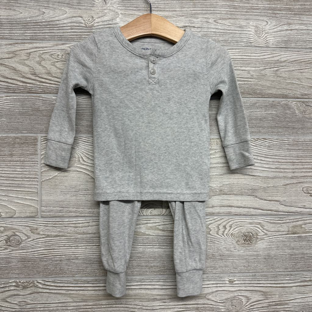 2 Pc LS Ribbed Henley PJs 12-18M