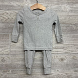 2 Pc LS Ribbed Henley PJs 12-18M