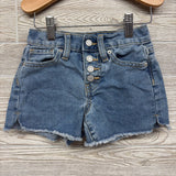 High Rise Button Fly Denim Shorts Frayed 5