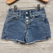 High Rise Button Fly Denim Shorts Frayed 5
