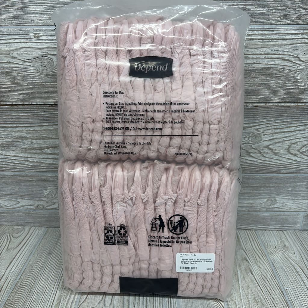 NEW 34 Pk Postpartum Maximum Absorbency Underwear XL