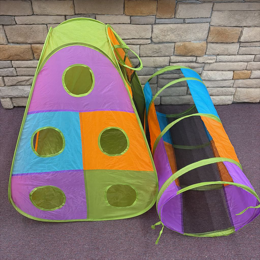 4 Pc Tent, Tunnel And Ball Pit Playhouse Set
