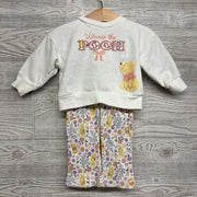 Crewneck Winnie The Pooh & Ribbed Flare Pants Flowers 6-9M