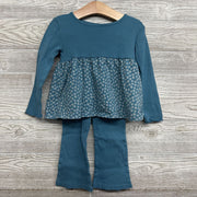 LS Ribbed Peplum Shirt Flowers & Flare Pants Lettuce Trim 4T