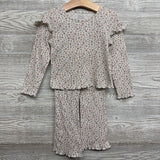 LS Waffle Knit Shirt & Flare Pants Flowers 4T