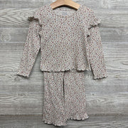 LS Waffle Knit Shirt & Flare Pants Flowers 4T