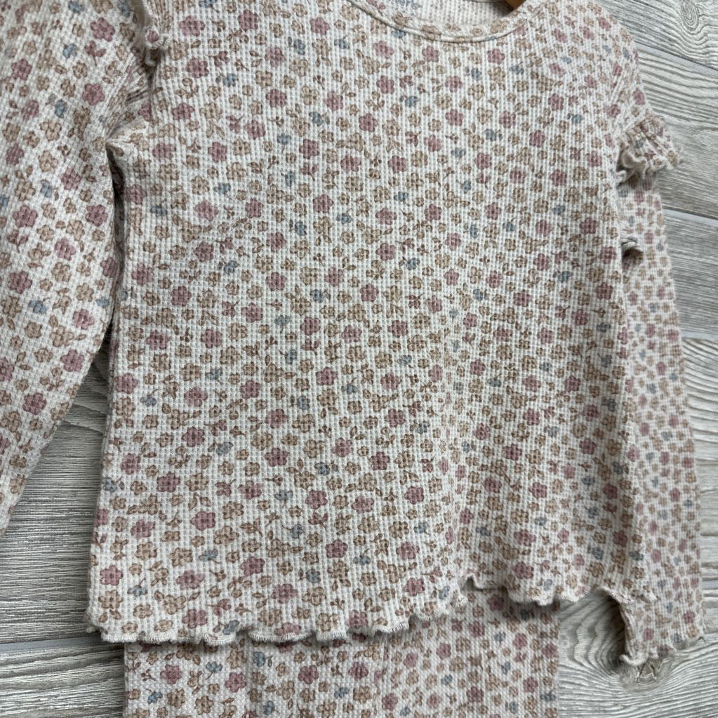 LS Waffle Knit Shirt & Flare Pants Flowers 4T