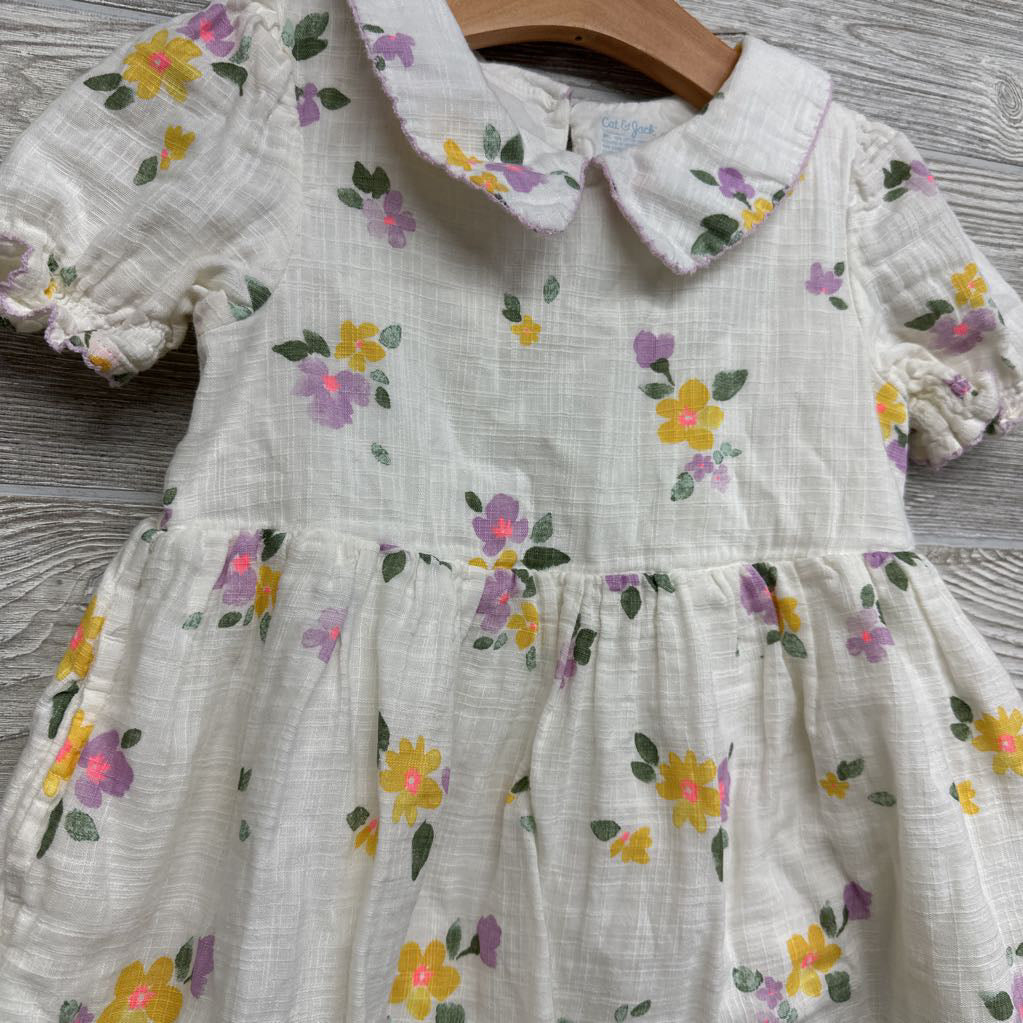 Collared Dress Flowers Scallop Trim 5T