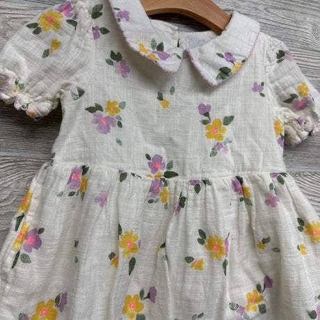 Collared Dress Flowers Scallop Trim 5T