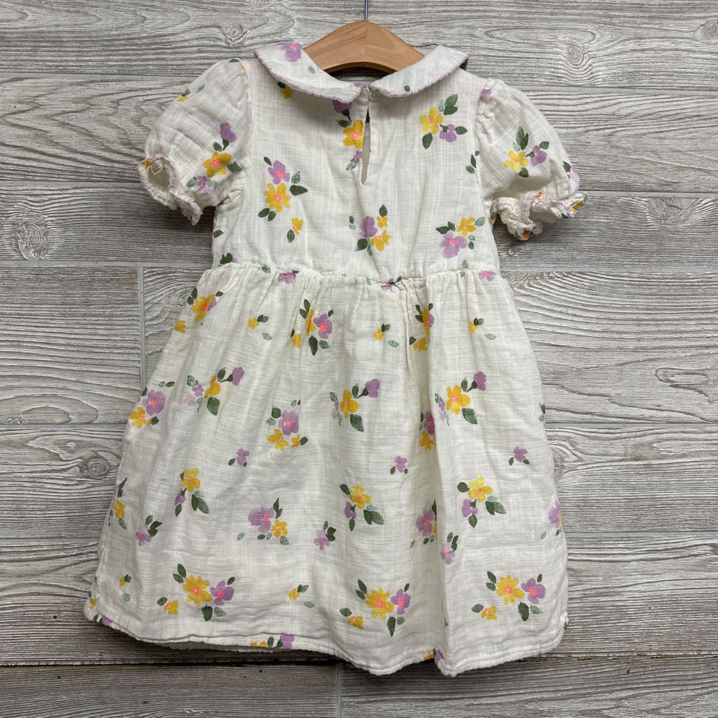 Collared Dress Flowers Scallop Trim 5T