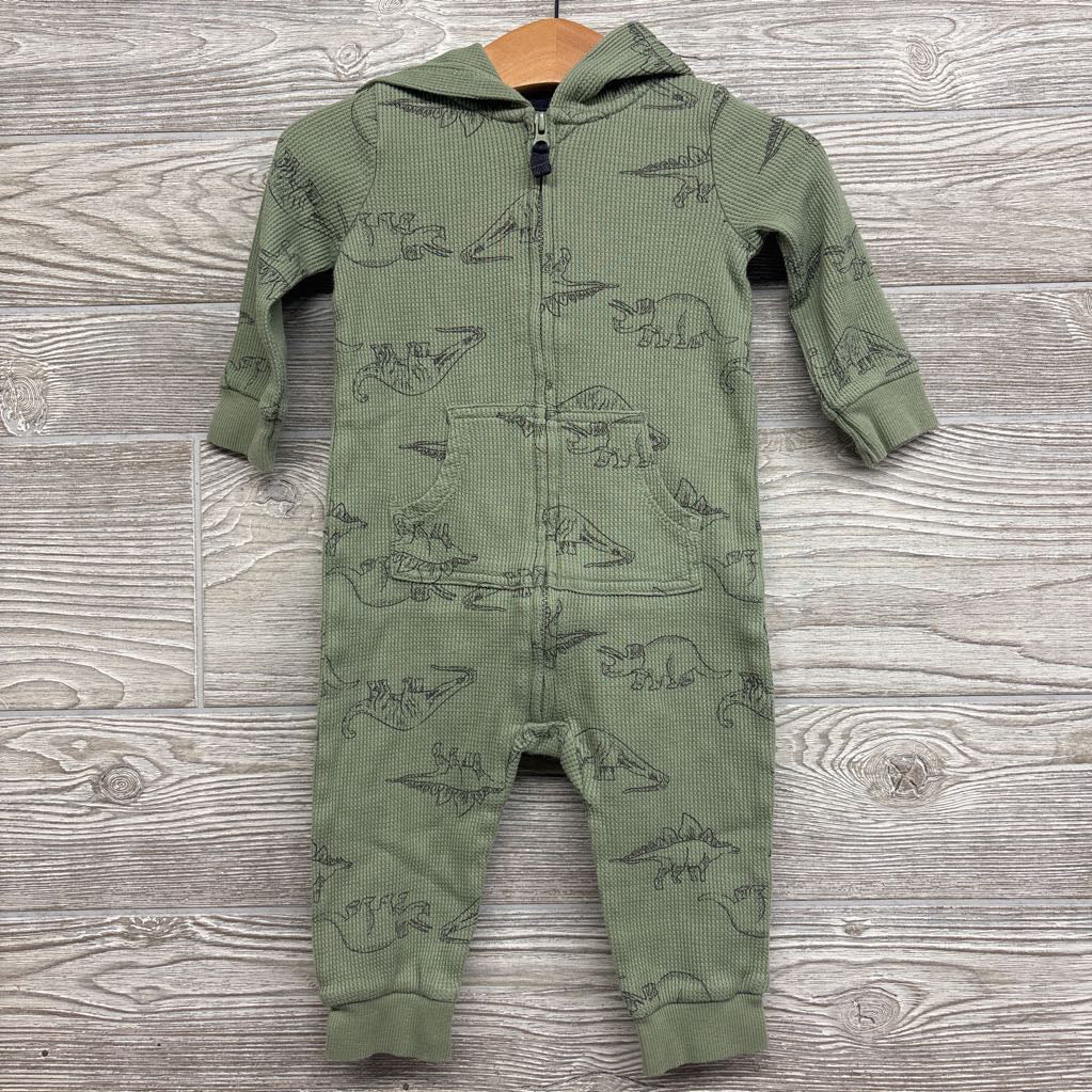 Waffle Knit Outfit W/ Hood Dinosaurs 9M