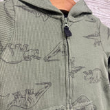 Waffle Knit Outfit W/ Hood Dinosaurs 9M