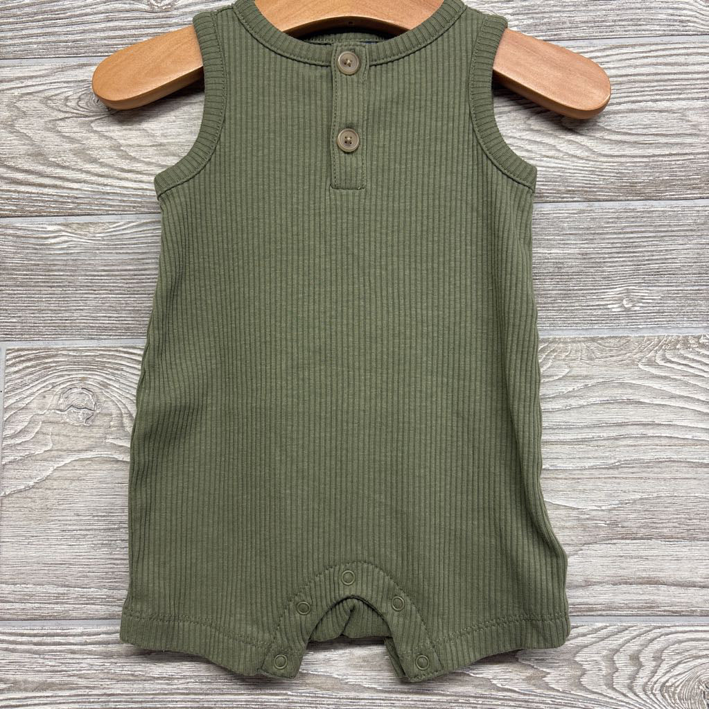 Ribbed Henley Shorty Romper 3-6M