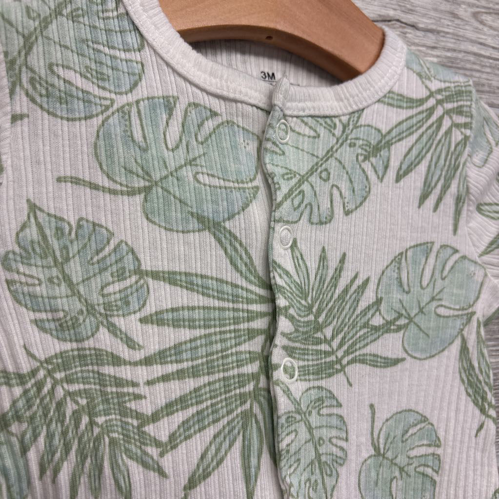 Ribbed Snap Up Sleeper Leaves 3M