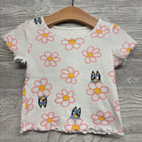 Lettuce Trim Ribbed Shirt Flowers 3t