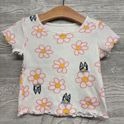 Lettuce Trim Ribbed Shirt Flowers 3t