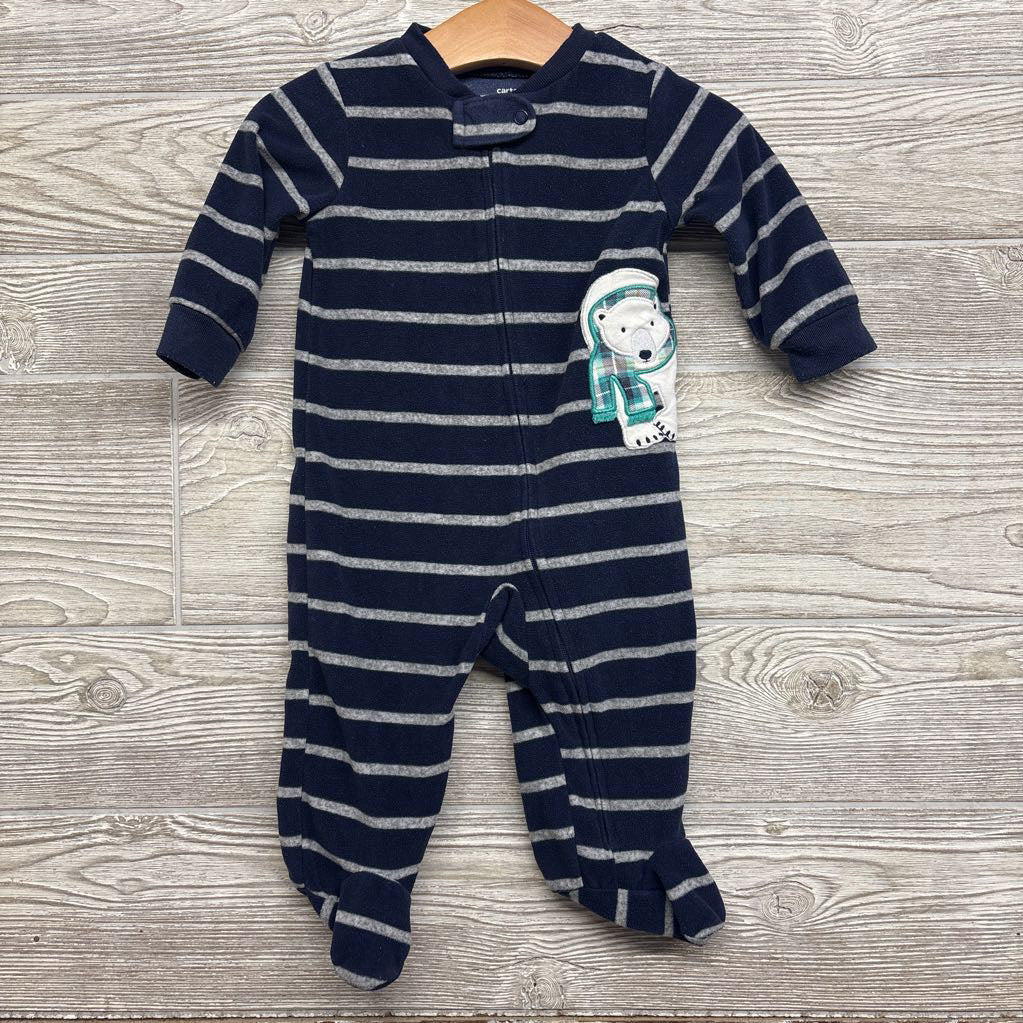 Blanket Sleeper Stripes Polar Bear 6M