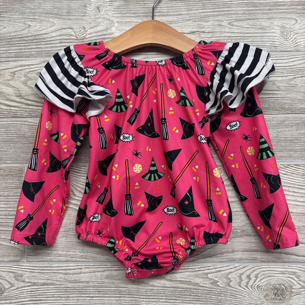 Flutter Sleeve Bodysuit Witch Hat & Broom 3t