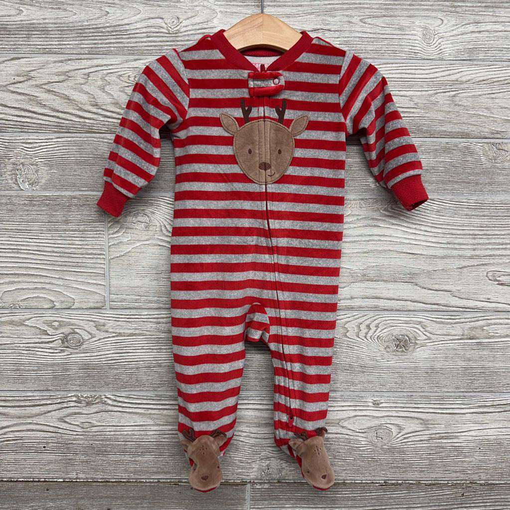 Plush Blanket Sleeper Deer & Stripes 6M