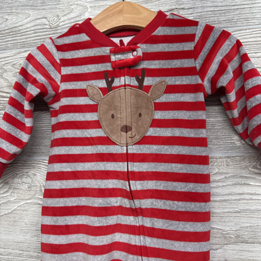 Plush Blanket Sleeper Deer & Stripes 6M