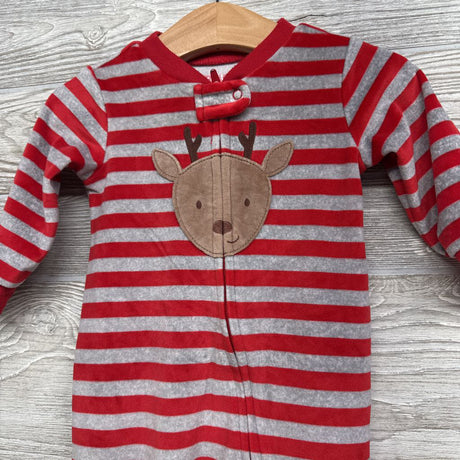 Plush Blanket Sleeper Deer & Stripes 6M