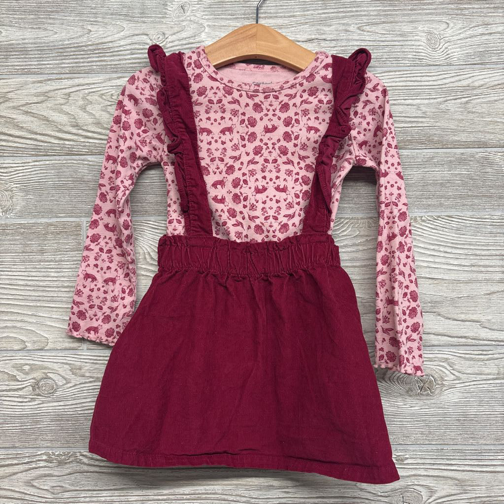Corduroy Skirtall W/ Shirt Flowers 3t