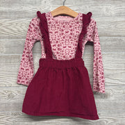 Corduroy Skirtall W/ Shirt Flowers 3t