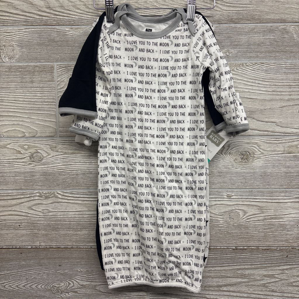 NEW 3 Pk I Love You To The Moon & Back Gown 0-6M