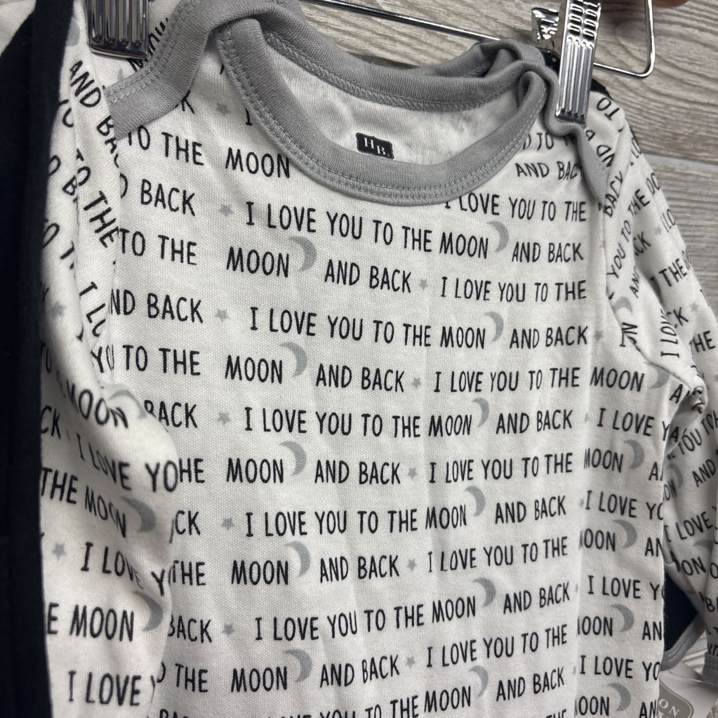 NEW 3 Pk I Love You To The Moon & Back Gown 0-6M