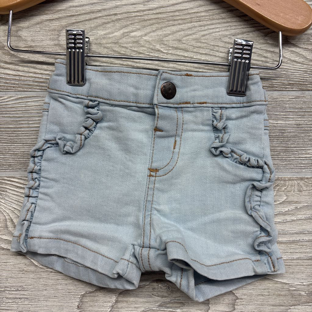 Denim Shorts Ruffle Pockets 3-6M