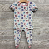 2 Pc LS Plush PJs Smiley Faces 2T