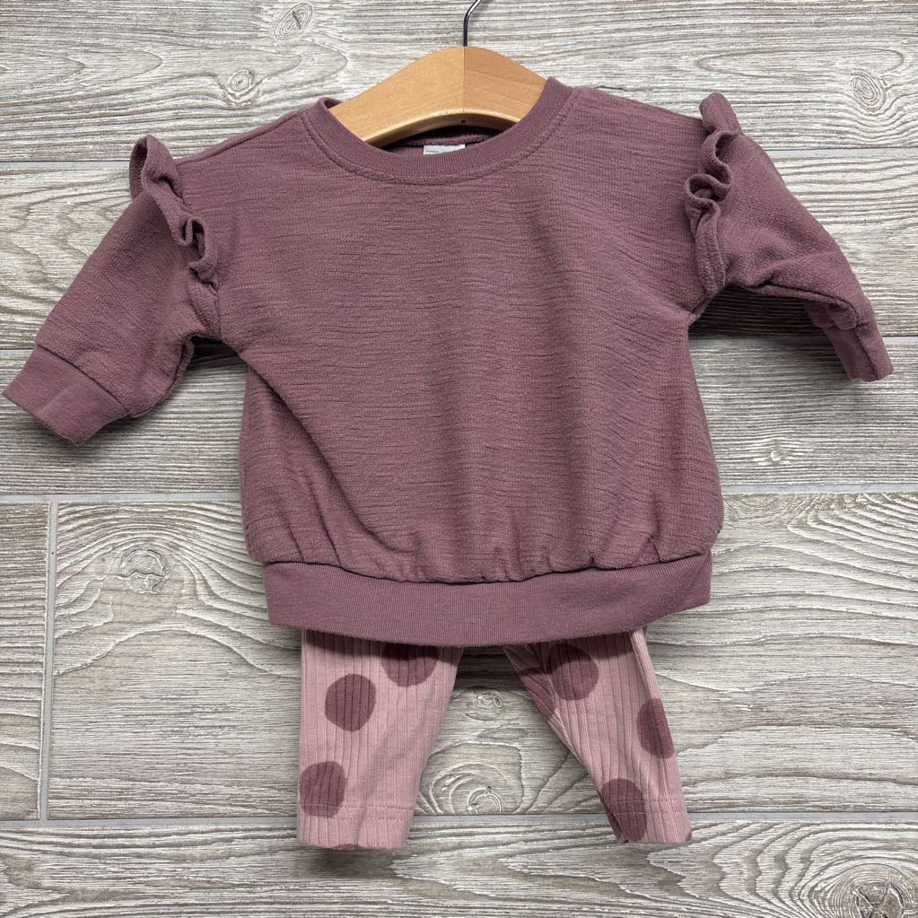 French Terry Ruffle Crewneck & Ribbed Leggings Dots 3M