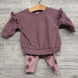French Terry Ruffle Crewneck & Ribbed Leggings Dots 3M