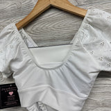 NEW Puff Sleeve Eyelet Dance Top & Ruffle Trim Bottoms 10-12