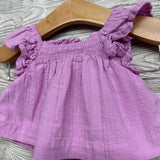 Smocked Flutter Sleeve Shirt & Bubble Shorts NB
