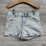 Denim Shorts Cuffed Embroidered Flowers 4-5