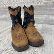 Square Toe USA Flag Western Boots 7C